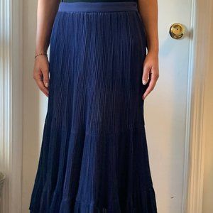 Reiss Silk Midi Skirt in Blue
